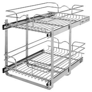 Rev-A-Shelf 5WB2 2-Tier Wire Basket Pull Out Shelf Storage for Kitchen Base Cabinet Organization, Chrome - 1 of 4