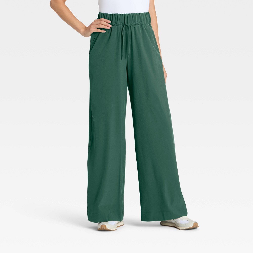 Women's Active Light High-Rise Wide Leg Pants - All In Motion™ Dark Green XXL