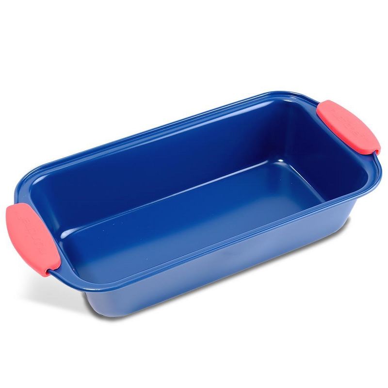 NutriChef Non-Stick Loaf Pan - Deluxe Nonstick Blue Coating Inside and Outside with Red Silicone Handles, 1 of 7