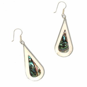 Slickblue 2" Long Alpaca Silver Earrings with Abalone & Mother-of-Pearl, Hypoallergenic Sterling Hooks - 1 of 3