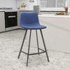 LeisureMod Elland Leather Bar Stool – Modern Counter Height Stool with Black Stainless Steel Legs for Kitchen Island or Home Bar Set of 2 - 2 of 4