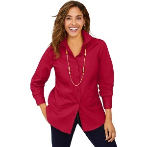 Jessica London Wrinkle-Free Stretch Poplin Shirt - 1 of 4