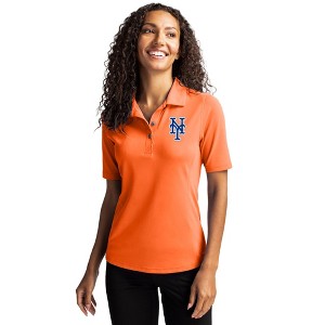 New York Mets Cutter & Buck Virtue Eco Pique Recycled Womens Polo - 1 of 1