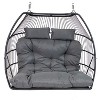 Sunnydaze Outdoor Andrei Hanging Double Egg Chair with Cushion and Headrests - Dark Gray - 4 of 4