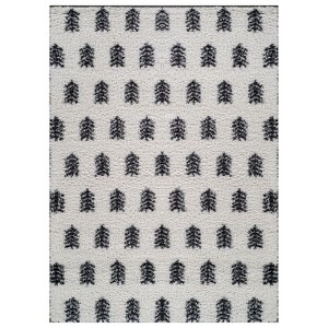 World Rug Gallery Scandinavian Arrow Shag Rug – Modern Look – Anthracite Dark Gray – Easy Maintenance - 1 of 4