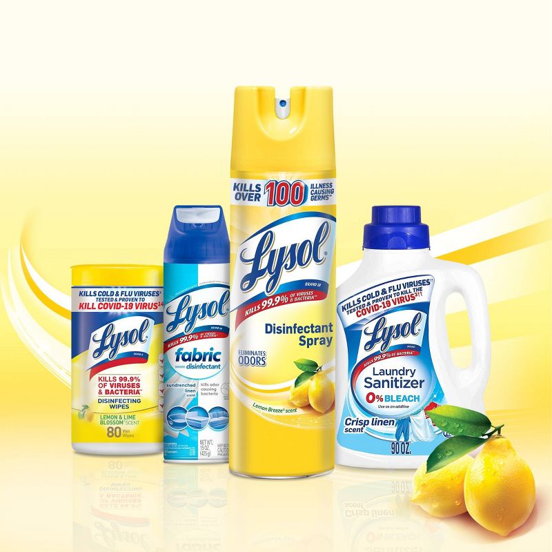 Lysol Lemon Disinfectant Spray - 19oz/2ct, 5 of 11