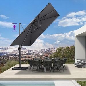PURPLE LEAF Cantilever Umbrella Square Outdoor Patio Umbrella Aluminum Umbrella with 360°Rotation Adjustable Umbrella With Base - 1 of 4
