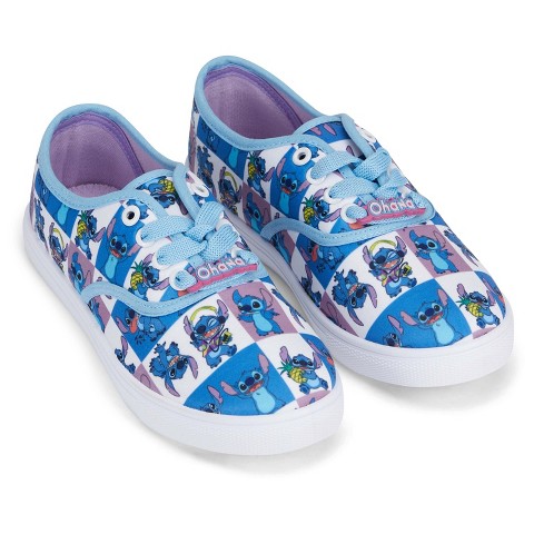 Disney Ladies Lilo and Stitch Shoes - Ladies Classic Lilo and Stitch Lace Up Canvas Sneakers - Disney Lilo and Stitch Canvas Lace up Sneakers (Blue, 9)