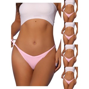 Allegra K Women's V-waisted Ruched Invisibles Breathable No Trace Thongs Multicolored - 1 of 4