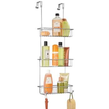 Two Tier Jumbo Aluminum Glass Wall Mounted Shower Caddy Clear - Bath Bliss  : Target