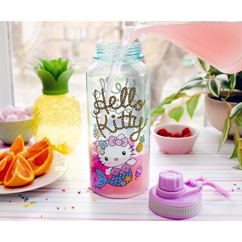 Silver Buffalo Sanrio Hello Kitty Mermaid Twist Spout Water Bottle and Sticker Set | 32 Ounces, 4 of 10