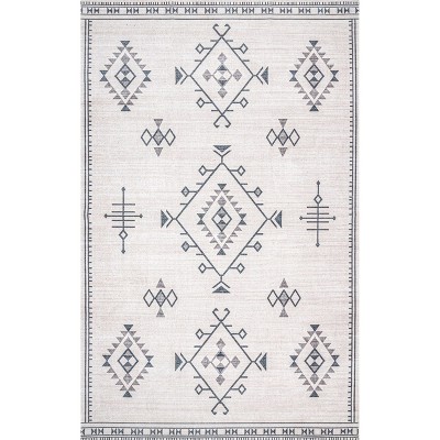 Cream Rectangular Washable Synthetic Area Rug, 2' x 3'