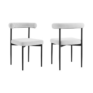 Armen Living Set of 2 Shannon Iron and Fabric Dining Chairs Matte Black/Cream - 1 of 4