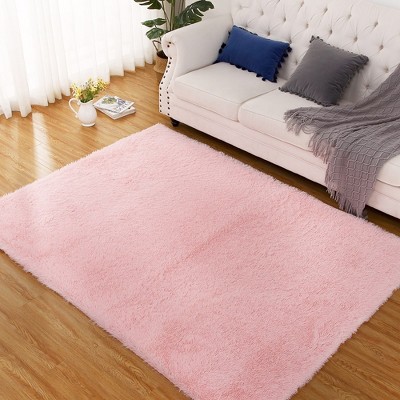 Image of Trinity Shaggy Area Rug Super Soft Fluffy Plush Carpet, 4' x 6' Pale Pink
