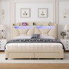 NicBex Queen Upholstered Bed Frame with Storage Headboard and 2 Drawers,Wood Platform Bed with LED Light,Charging Station,No Box Spring Needed - 2 of 4
