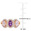EVERLY JEWELRY | 1.41 TGW Oval-Cut African-Amethyst & Rose de France and 1/5 TDW Diamond 3-Stone Ring in Rose Plated Sterling Silver - 4 of 4