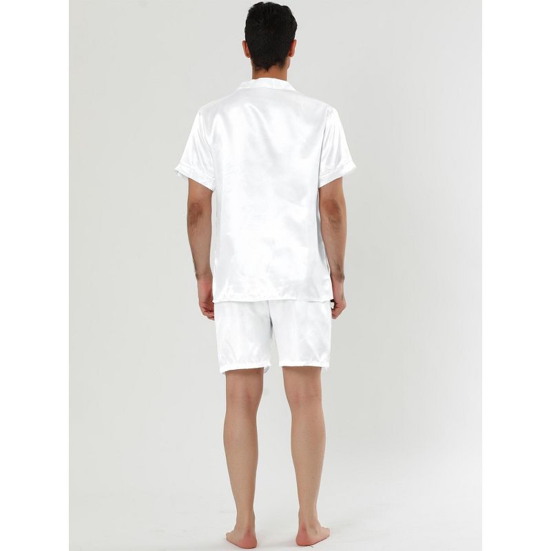 Lars Amadeus Men's Satin Pajama Set Summer Short Sleeve Night Wear Sleepwears Sleep Lounge Sets, 4 of 5