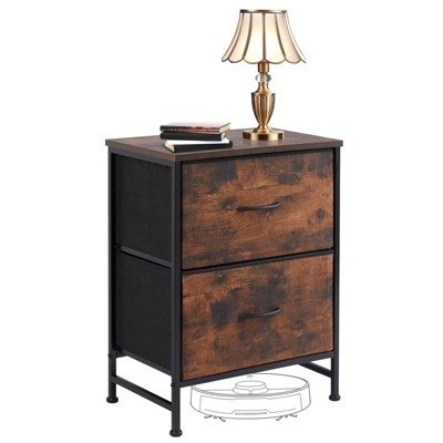 Lirago Stylish Metal Frame Dresser with Wood Top: Brown 2-Tier Drawers for Elegant Storage in Your Home | Dimensions: 27.00"L x 12.00"W x 3.70"H