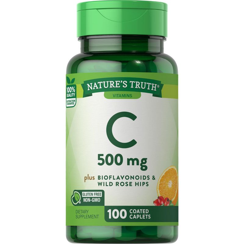Nature's Truth Vitamin C with Rose Hips and Bioflavonoids 500mg | 100 Caplets, 1 of 5