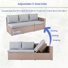 6PCS Patio PE Rattan Conversation Set, Outdoor Wicker Sectional Sofa with Storage Box and Tempered Glass Top Table -ModernLuxe - 3 of 4