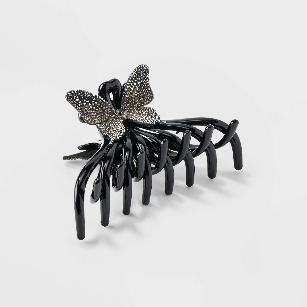 Photos - Hair Pin / Headband / Elastic Hair Tie Jumbo Glitter Butterfly Claw Hair Clip - Wild Fable™ Black