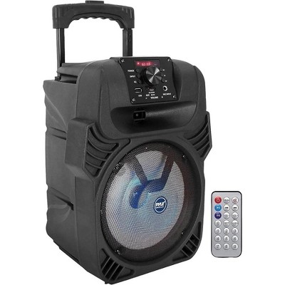 Pyle Portable PA Speaker with LED Lights, Bluetooth & Microphone System - 400W, 8" Subwoofer, Rechargeable Battery, FM Radio, USB, AUX