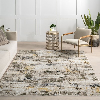 Aaliyah Multicolor Abstract Washable Synthetic Area Rug 96" x 30"