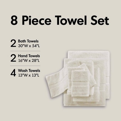 100% Cotton Solid Color Heavyweight Bath Towel Set, Anti-Microbial Certified Highly Absorbent Plushy Bath Towel