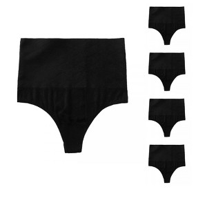 Allegra K Women's Tummy Control Comfortable Slimmer High Waist Solid Thongs Multicolored - 1 of 4