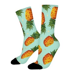 Pineapple Green Women Printed Crew Socks Funny Funky Socks Soft Polyester Novelty Gifts for Artists Men - 1 of 1