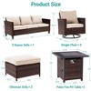 Sonkuki 6-Piece Patio Sofa with Square Fire Pit Table and Swivel Rocking Chairs, Conversation Couch with Cushion - 3 of 4