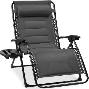 Best Choice Products Oversized Padded Zero Gravity Chair, Folding Outdoor Patio Recliner w/ Side Tray - 1 of 4