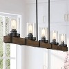 LNC Holmes 5-Lights 43" Farmhouse Linear Kitchen Island Pendant  Lights, Matte  Black and Brown Wood with 4 Seeded Glass Shades - 2 of 4