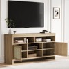 58" Rattan TV Console with 4 Drawers & 2 Doors, Modern Media Cabinet with Adjustable Shelves, Entertainment Center for 65" TVs in Living Room, Brown - 4 of 4