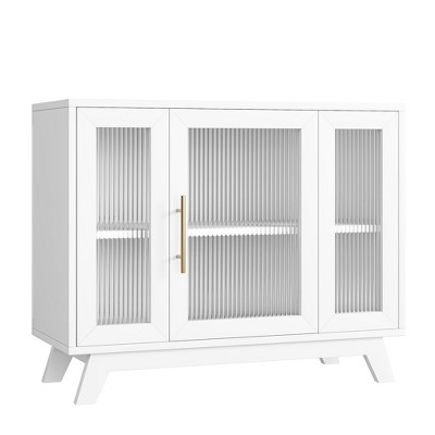 Accent Storage Cabinet, 36'' Sideboard Buffet Cabinet with Fluted Glass Door and Adjustable Shelf