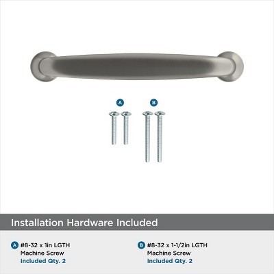 Satin Nickel Traditional Cabinet Drawer Pull with Mounting Hardware
