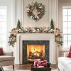 GAOMON Christmas Garland with Lights, 6ft Prelit Outdoor Christmas Garland with Timer 20 LED Lights Pinecones Rose Gold Ball Ornaments - 2 of 4