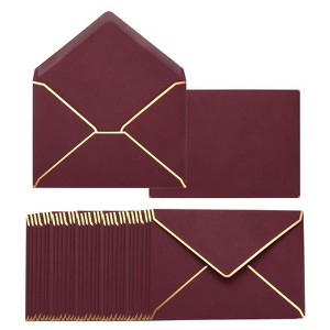 Unique Bargains Thick Paper Greeting Card A7 Envelopes with Gold Border 5" x 7" 200 Pcs - 1 of 4