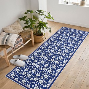 Floral Washable Rugs Kitchen Runners for Hallway Laundry Contemporary Flower Girls Bedroom Rug Non Slip Kids Playroom Carpet - 1 of 4