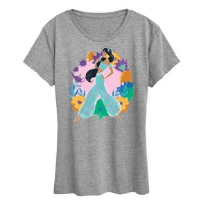 Women's - Disney Princess - Jasmine And Florals Short Sleeve Graphic T-Shirt - 1 of 4