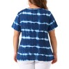 Agnes Orinda Women's Plus Size Round Neck Short Sleeve Multi Color Dye Casual Blouses - 4 of 4