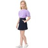 Girls' Ruffle Puff Sleeve Blouse Short Hollow Out Sleeve T-Shirt Round Neck Solid Casual Top - 2 of 4