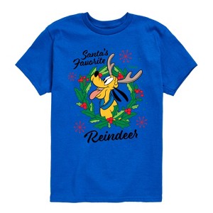 Boys' - Disney - Santas Favorite Reindeer Pluto Christmas Short Sleeve Graphic T-Shirt - 1 of 3
