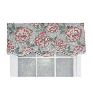 RLF Home Peony Bowl Trimmed Provance 100% Cotton with Fully Lined 3" Rod Pocket Valnance for Windows 50" x 15" Coral - 1 of 4