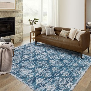 Washable Non-Slip Vintage Hallway Runner: Kitchen Rug with Rubber Backing, Ultra-Thin Carpet for Bedroom, Bathroom - 1 of 4