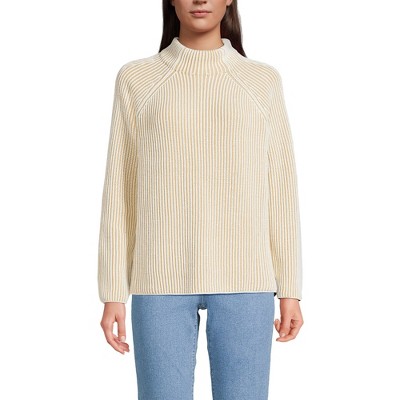Lands' End Women's Drifter Two Color Shaker Mock Neck Sweater