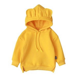 MyKids-Usa Baby Solid Color Animal Ear Patch Design Autumn Hoodie - 1 of 4