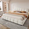 King Size Upholstered Platform Bed with Curve-Shaped Design Headboard for Bedroom - 3 of 4