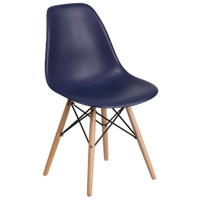 Emma and Oliver Plastic Accent Dining Chair with Wooden Legs