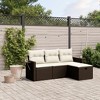 vidaXL 4 Piece Patio Sofa Set with Cushions Brown and Cream Poly Rattan - Without Storage - 2 of 4